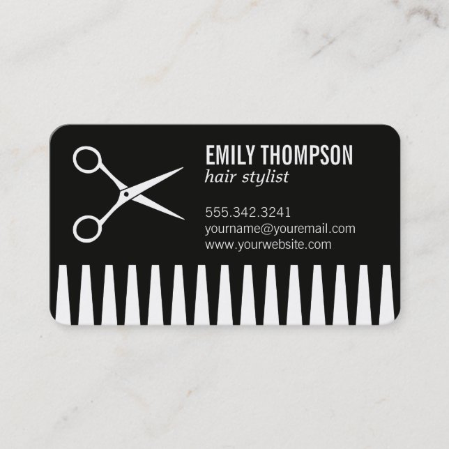 Comb Hair Stylist Business Card (Front)