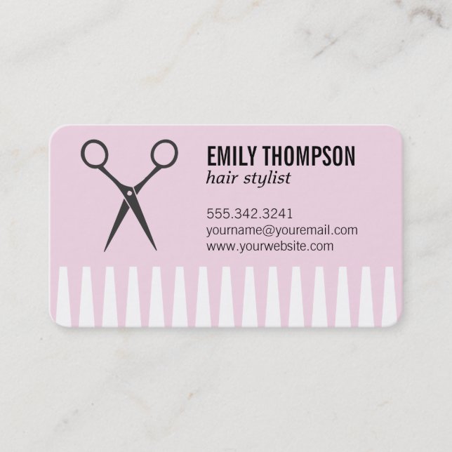 Comb Hair Stylist pink Business Card (Front)