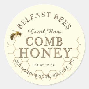 Comb Honey Realistic Honeybee Honeycomb Local Raw  Classic Round Sticker