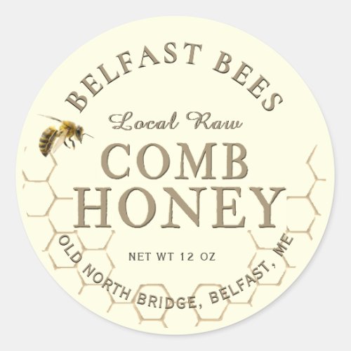 Comb Honey Realistic Honeybee Honeycomb Local Raw  Classic Round Sticker
