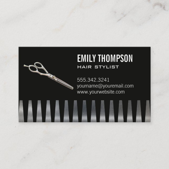Comb | Scissors | Hair Stylist Business Card (Front)
