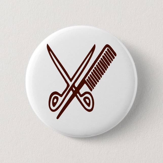 Comb & Scissors - Hairdresser Pinback Button (Front)