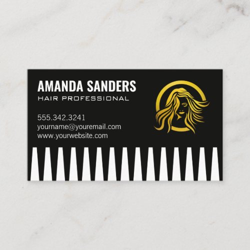 Comb  Woman Hair Logo  Stylist Business Card