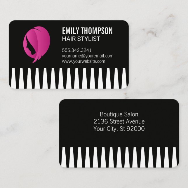 Comb | Womens Hair Icon Business Card (Front/Back)