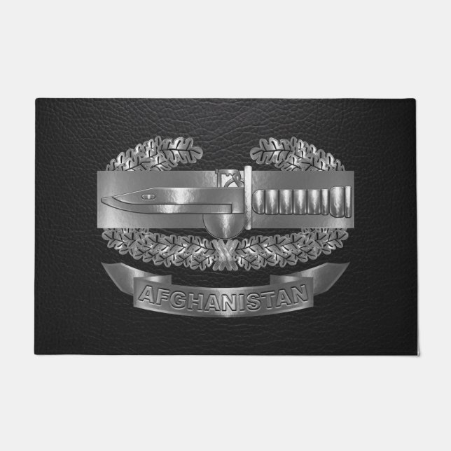 Combat Action Badge Afghanistan Veteran Doormat (Front)