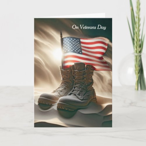 Combat Boots and Flag Veterans Day Card