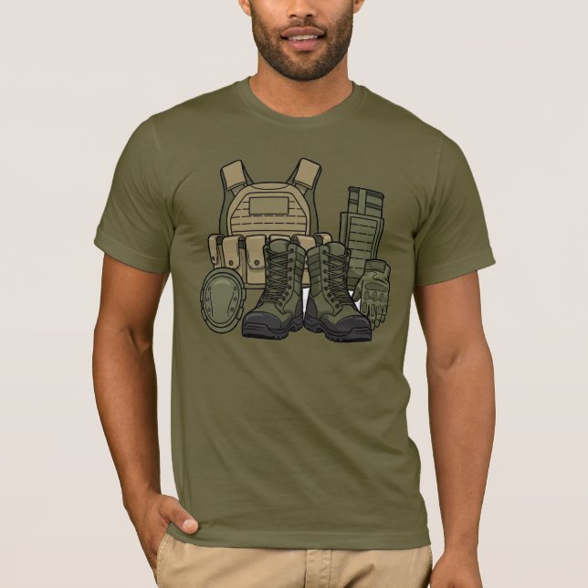Combat Boots & Tactical Gear T-Shirt (Front)