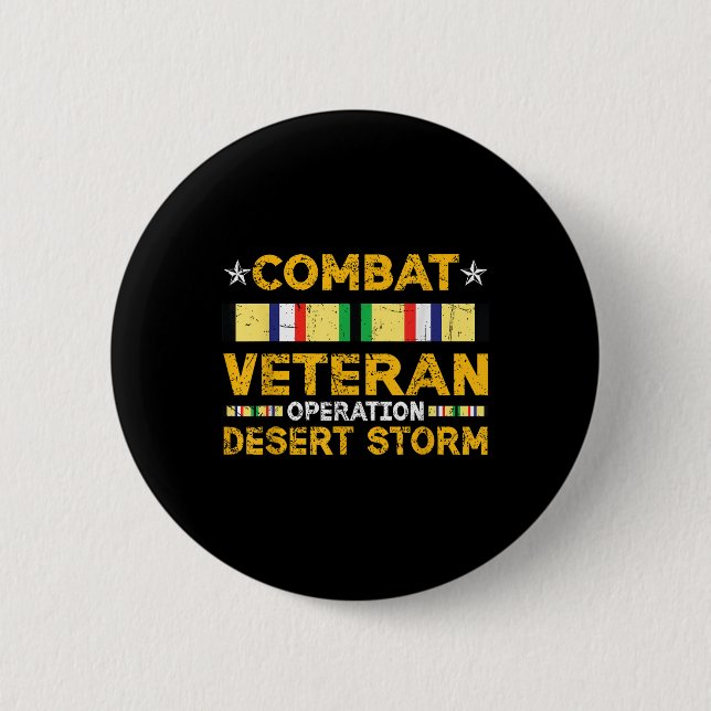Combat Desert Storm Veteran Persian War Service Ri Button (Front)