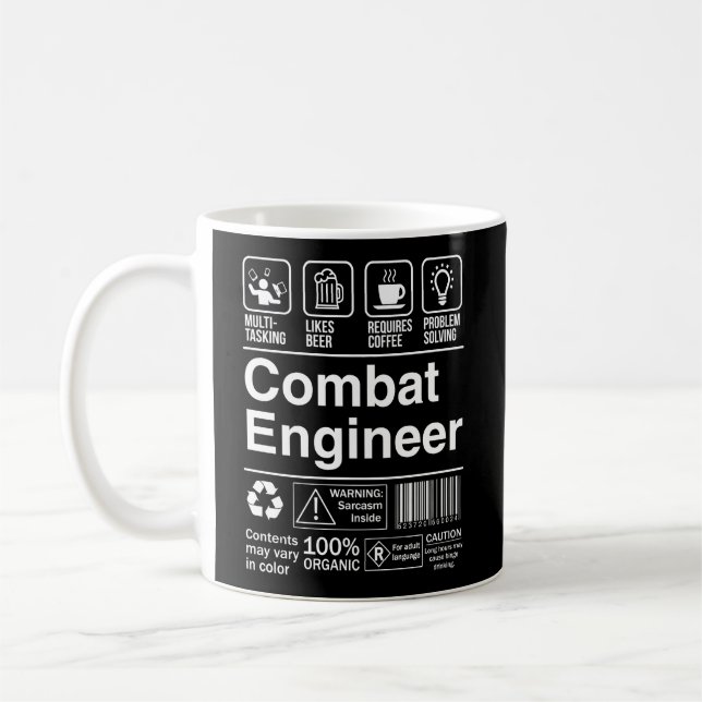 Combat Engineer Product Label Funny Gift Coffee Mug (Left)
