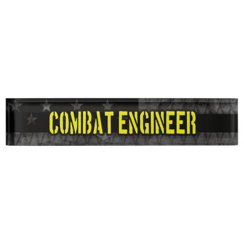 Combat Engineer Subdued American Flag Desk Name Plate