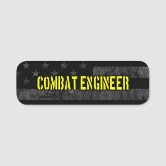 Combat Engineer Subdued American Flag Name Tag