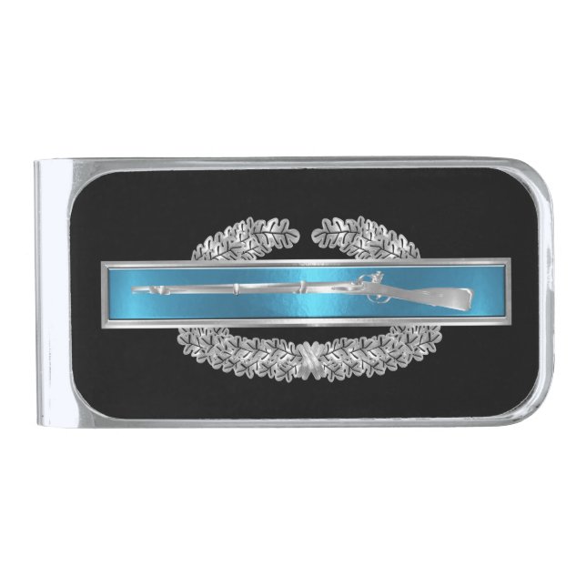Combat Infantry Badge CIB  Silver Finish Money Clip (Front)