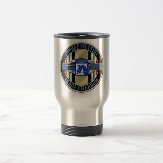 Combat Infantry OIF XVIII 18th Airborne Corp Travel Mug (Center)