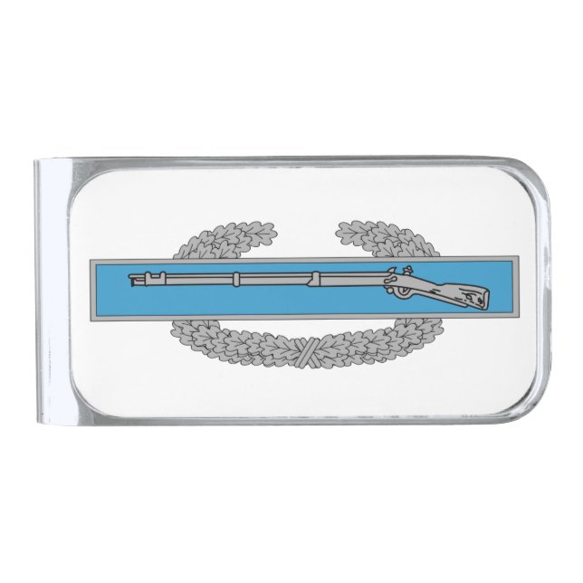 Combat Infantryman Badge CIB Army Veteran Silver Finish Money Clip (Front)