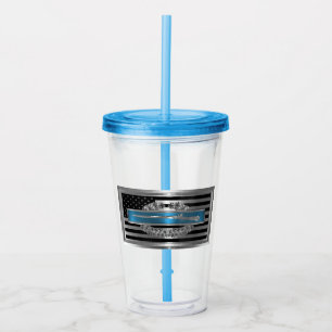 Combat Infantryman Badge on American Flag Acrylic Tumbler