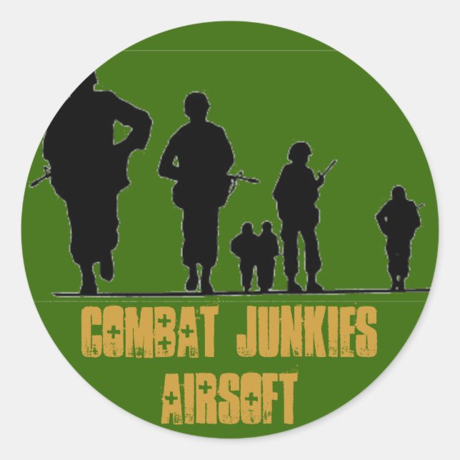 COMBAT JUNKIES AIRSOFT CLASSIC ROUND STICKER (Front)