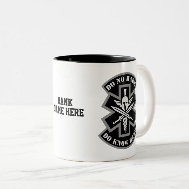 Combat Medic - Customizable Spartan Patch Two-Tone Coffee Mug (Front Right)