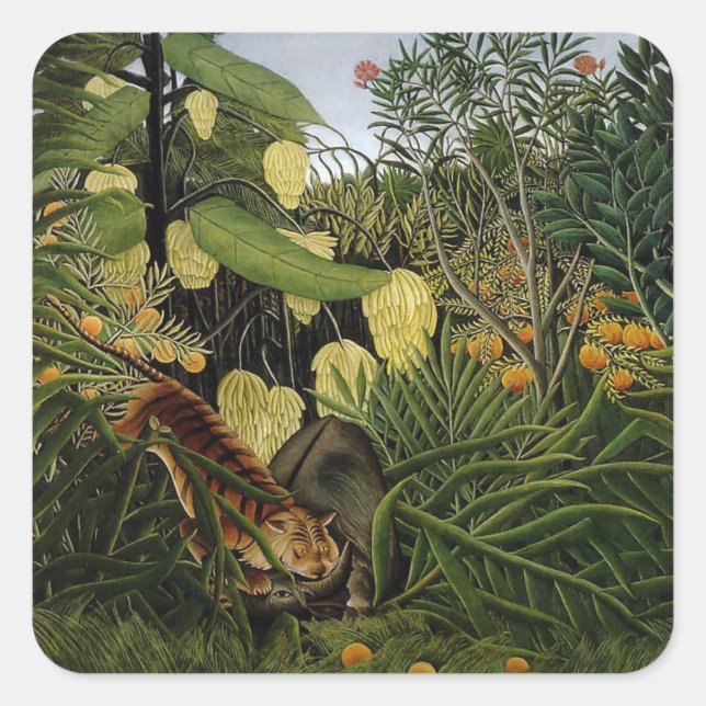 Combat of a Tiger and a Buffalo Square Sticker (Front)