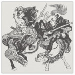 Combat of Japanese samurai warriors  Fabric