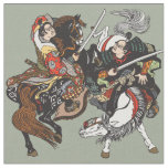 Combat of Japanese samurai warriors Fabric