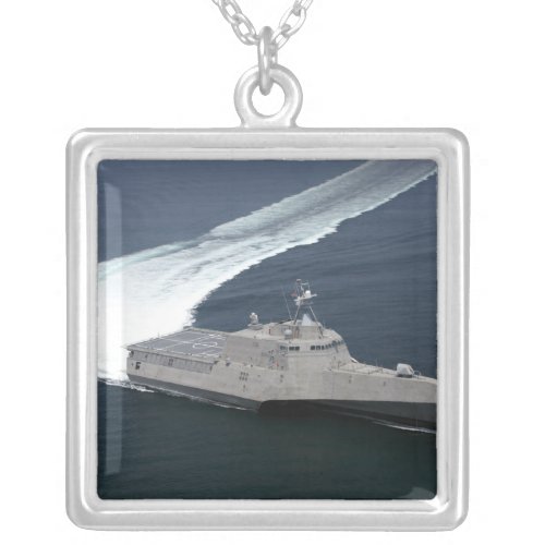 Combat ship Independence in the Gulf of Mexico Silver Plated Necklace