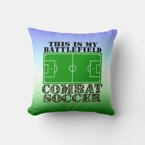 Combat Soccer Throw Pillow