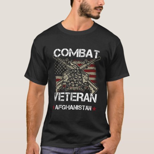 Combat Veteran Afghanistan War Vet American Milita T_Shirt