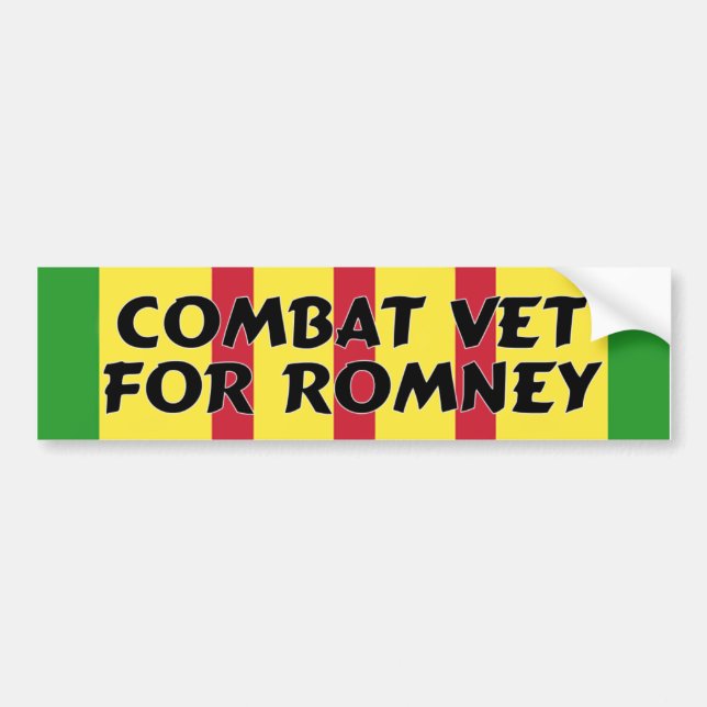 Combat Veteran For Romney Bumper Sticker (Front)
