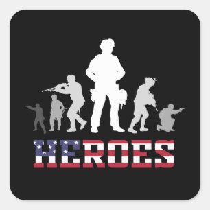 Combat Veteran Heroes Military Army Quote Square Sticker