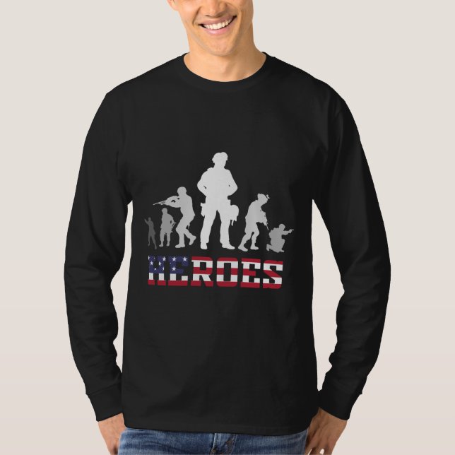 Combat Veteran Heroes Military Army Quote T-Shirt (Front)
