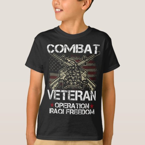 Combat Veteran Iraqi Freedom Military USA American T_Shirt