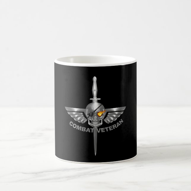 Combat Veteran-Wicked Winged Skull with Dagger Coffee Mug (Center)