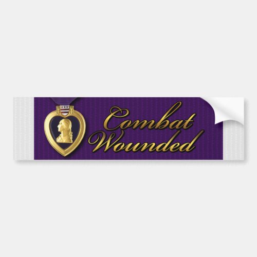 Combat Wounded Veteran Military Purple Heart Bumper Sticker