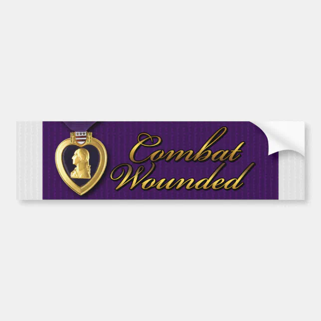 Wounded Sticker Combat Wounded Veteran Military Purple Heart Bumper Sticker | Zazzle