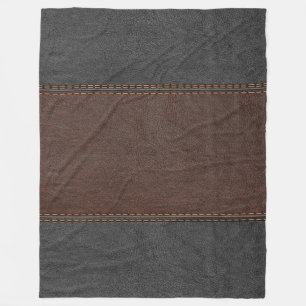 Combination Of Brown And Black Leather Fleece Blanket