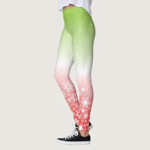 Combination of Tropical Colors and Snowflakes Leggings