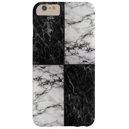 Combination of White And Black Marble Stone Barely There iPhone 6 Plus Case