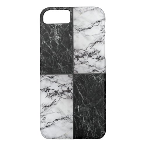 Combination White And Black Marble Pattern iPhone 87 Case