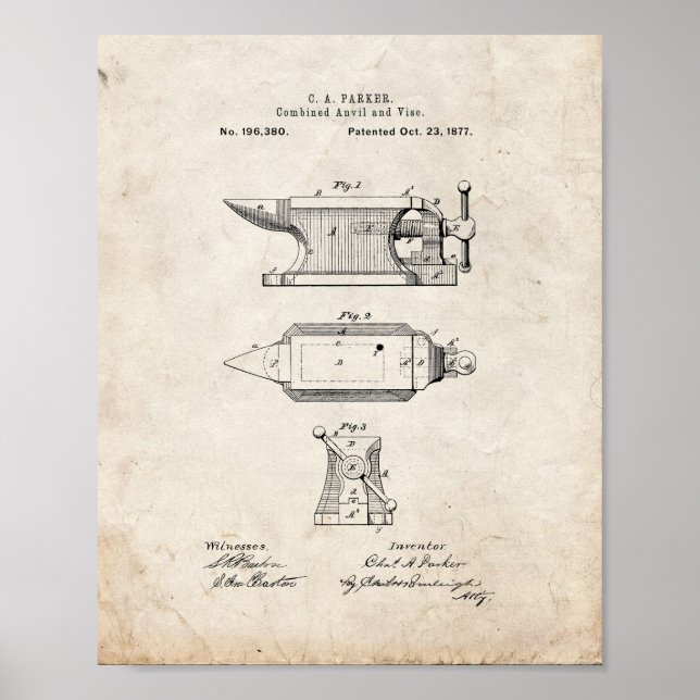 Combined Anvil And Vise Patent - Old Look Poster (Front)