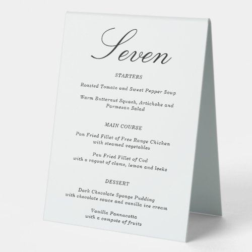 Combined Wedding Table Number  Menu  Table 7 Table Tent Sign