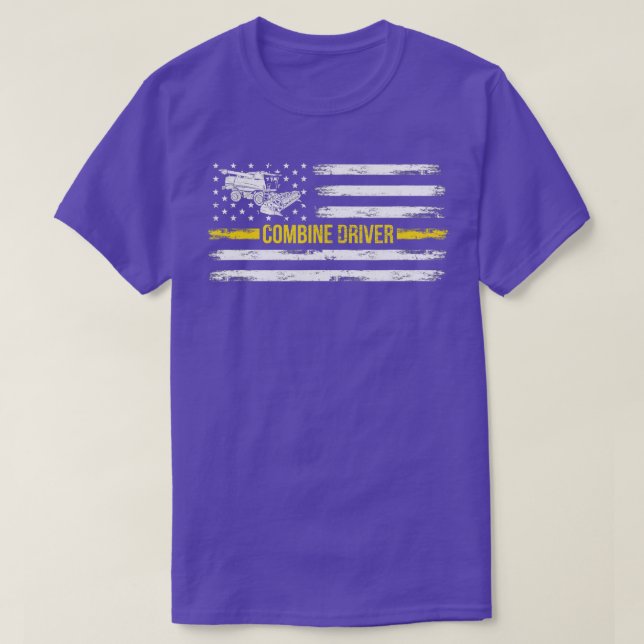 Combines  Harvester Driver I American Flag Combine T-Shirt (Design Front)