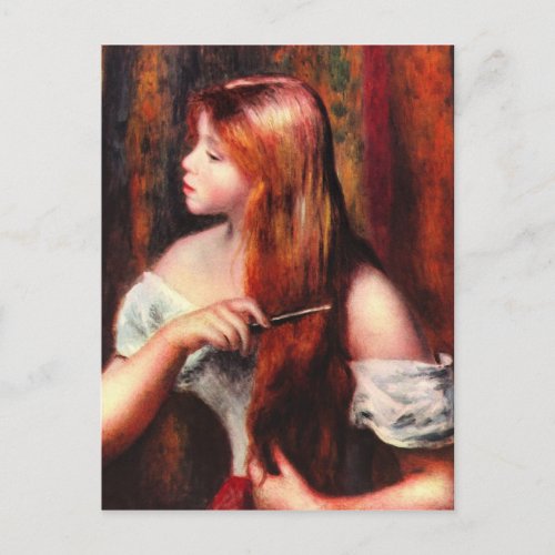 Combing girl by Pierre Renoir Postcard