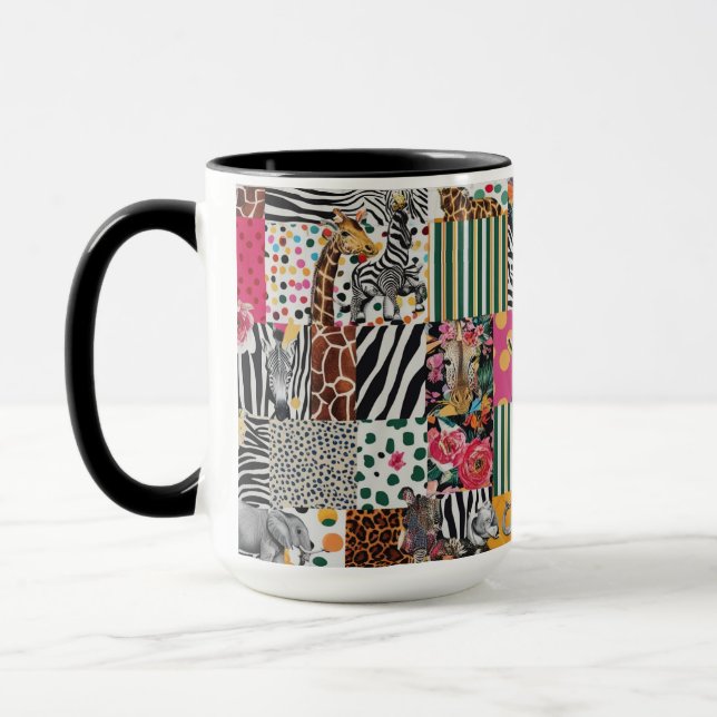 Combo Mug 15 oz – Colorful Safari Animal Print (Left)