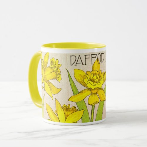 Combo mug with Yellow Daffodil design 