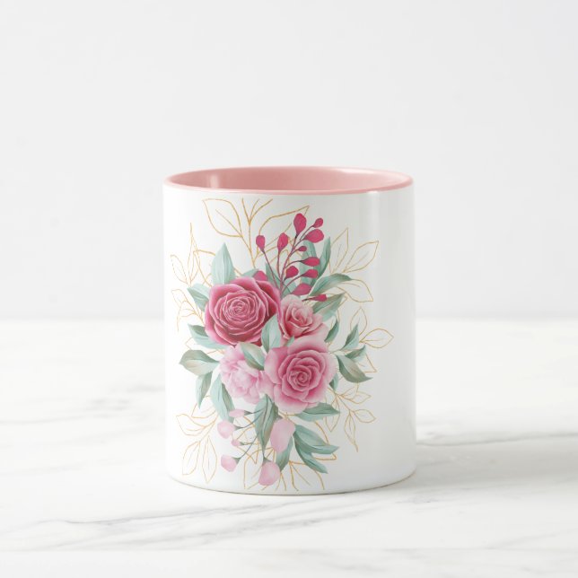 Combo pink flower Mug (Center)