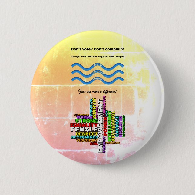 Combo Vote Blue Strong Women Word Cloud Button (Front)
