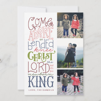 Come Adore Hand Lettered Photo Christmas Card