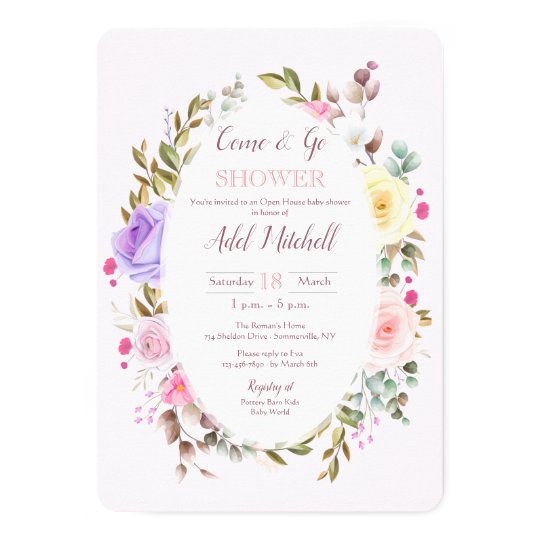 Come and Go Open House Baby Shower Invitation