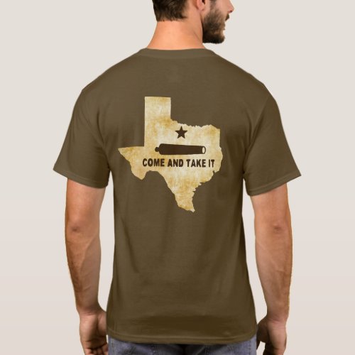 Come and Take It flag emblem on Texas T_Shirt
