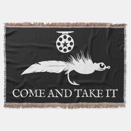 Come and Take It Fly Fishing Lure Throw Blanket